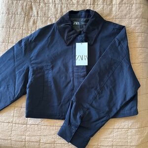 Zara Navy Cropped Work Jacket - NWT